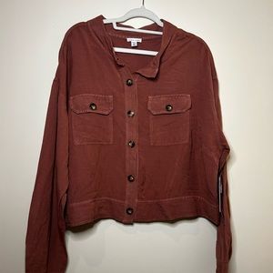 Green Ink Burnt Orange Cropped Jacket